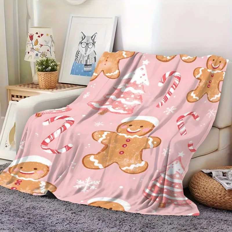 Cozy Vintage Christmas Gingerbread Flannel Throw Blanket - Soft Multipurpose Machine Washable H251216 - view 4