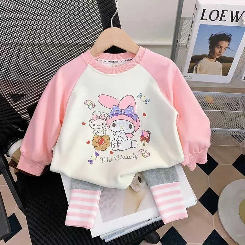 Sanrio Autumn Clothes Baby Girl Cartoon Sweater Top and Legging Pant Set Children Cotton Letter Pullover Sport Trousers 2pcs Suit H251216