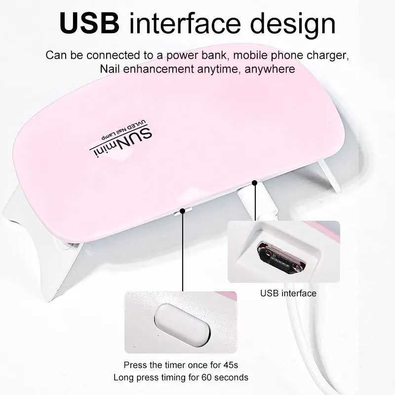 Professional 6W Mini Nail Dryer Machine USB Portable LED UV Manicure Lamp Home Use Nail Lamp For All Nails Drying Polish VarnishT251216