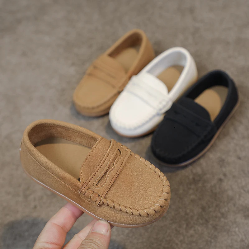 Boys Moccasins Shoes Fashion Solid Color Kids School Causal Shoes Breathable Non-slip Children Slip-on Flats Loafers Size 21-30 251215