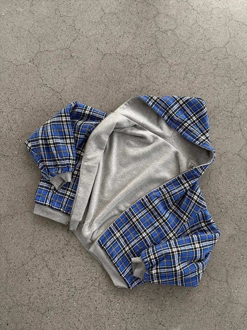 Men's Hoodies Sweatshirts Casual Reversible For Men Street Clothes Zip Up Hoodie Simple With Plaid Lining Solid Color Retro Sweatshirt Home Casua