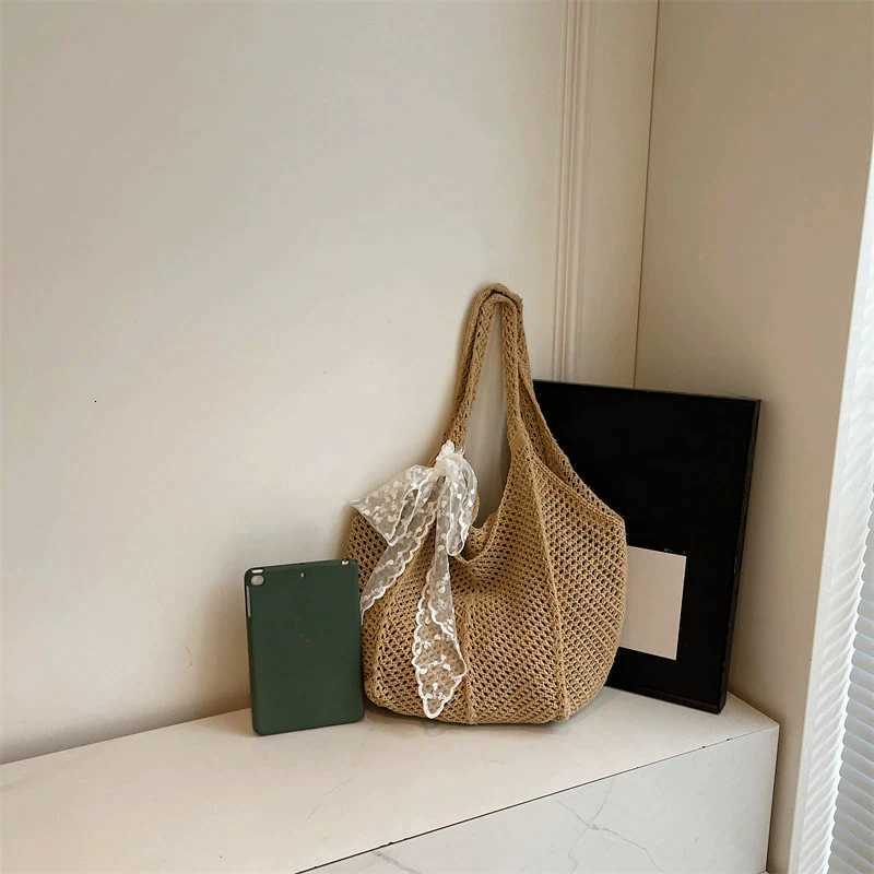 Casual Commuting Tote Bag Large Capacity Hand Woven Women Shoulder Bag Summer Lazy Style Vacation Beach Bag M251216