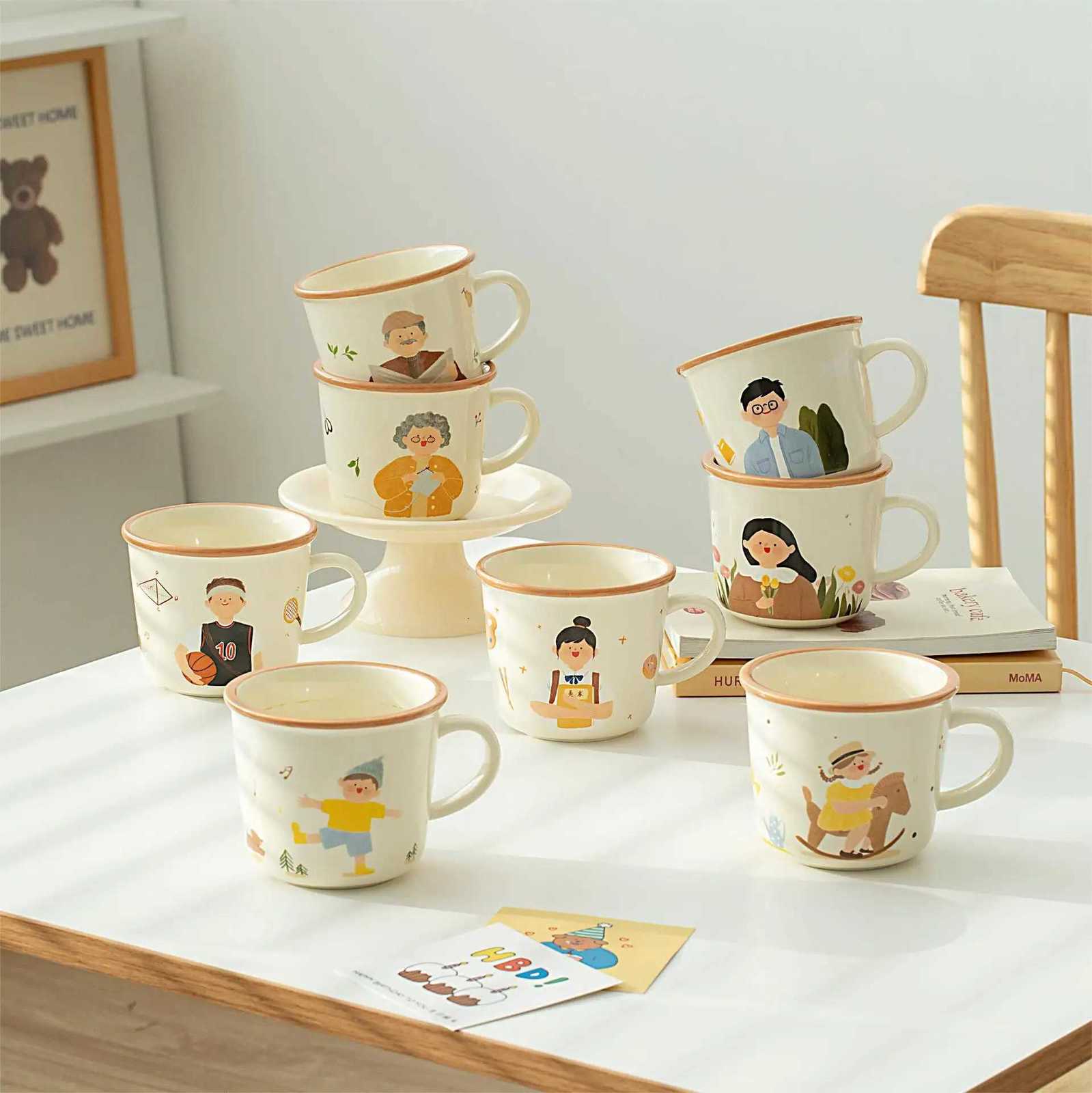 Creative Family g Ceramic Cup Household Breakfast Cup Ceramic Cup Household Tea Cup Breakfast Milk Coffee Cup H251215