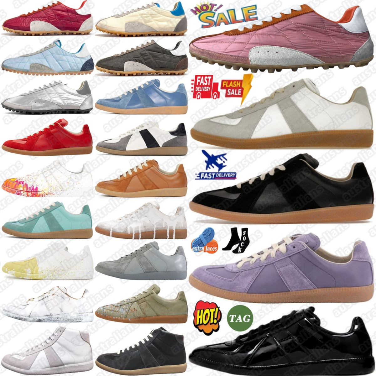 German Army Trainer GATs sneaker Shoe designer Replicaes sneakers White painter Nude Shoes MM6 Black Gum Grey Nutmeg brown Sky Blue Mens Womens Casual Trainers #5r3t#