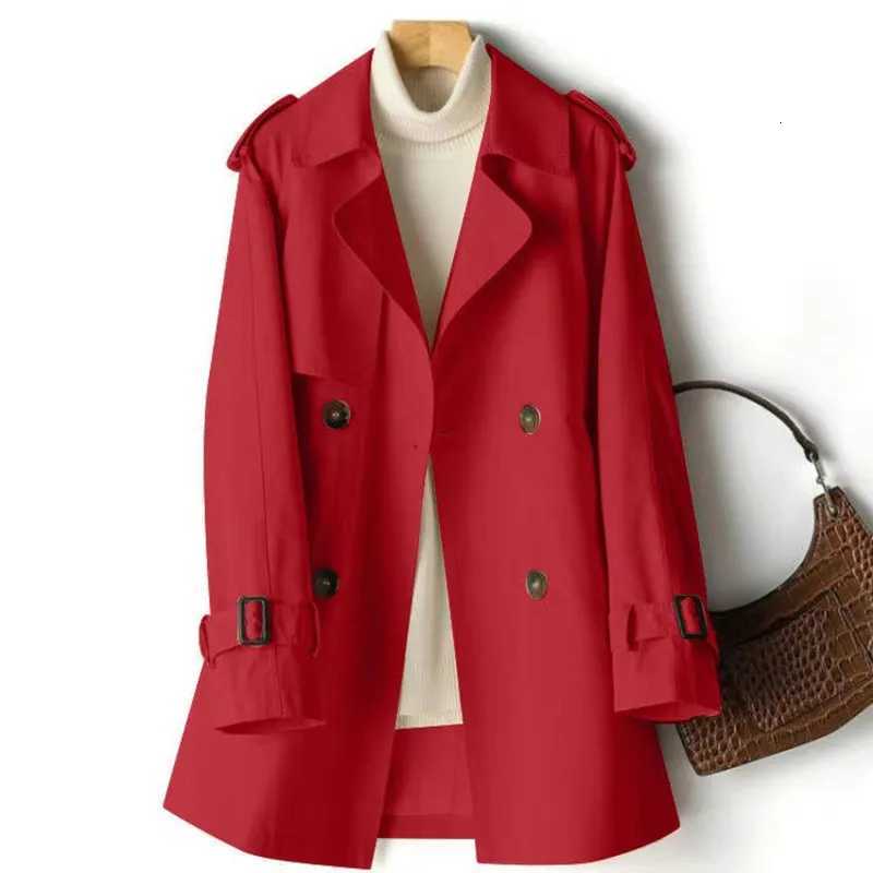 Womens Casual Trench Coat Midi Length Windbreaker Female Outerwear for Spring Autumn Big Size Black Khaki 4XLT251216
