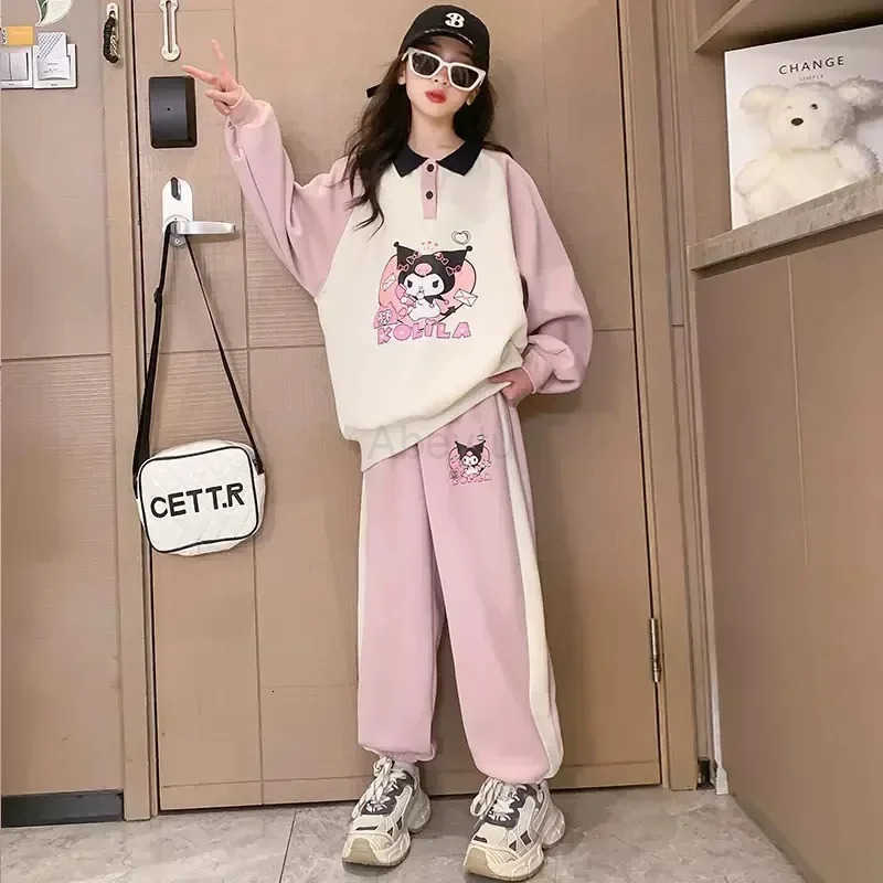 Sanrio hello kitty girls kuromi hoodie pants suit spring autumn new sportswear Sweater childrens long sleeve jacket H251216