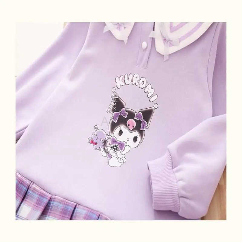 Sanrio Cartoon Fake Two Piece Sanitary Dress Kawaii Y2k Anime Childrens Clothing Hello Kitty Girls Autumn Padding Womens Girl H251216