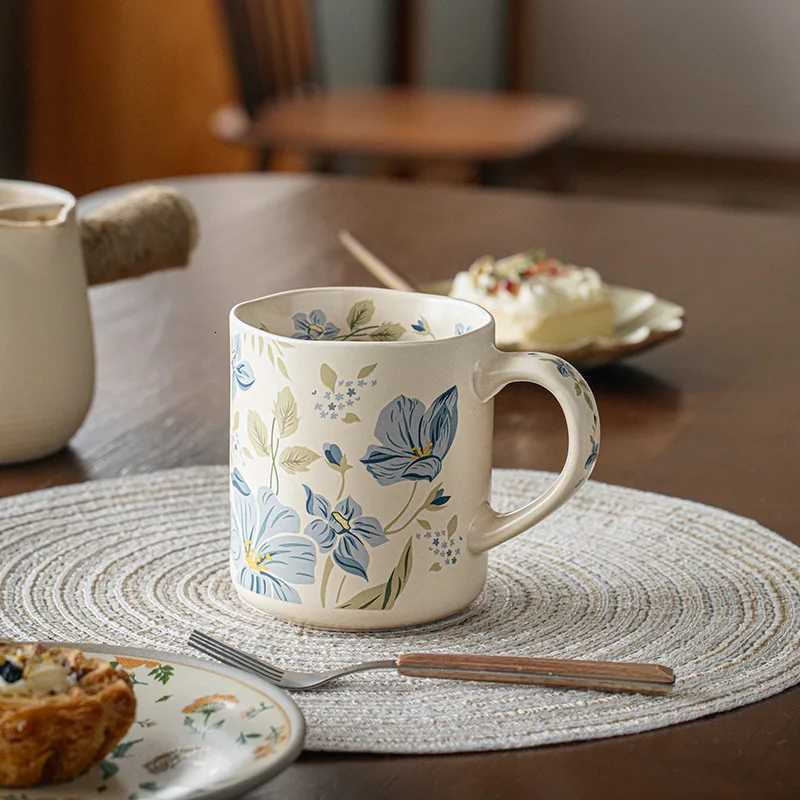 Elegant Wave Flower Ceramic g Unique Coffee Cup High Aesthetic Design H251215