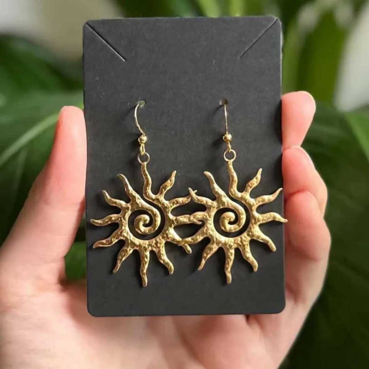 Stainless Steel Swirl Sun Spiral Earrings Large Celestial Earrings Solar Boho Unique Earrings for Women G251216