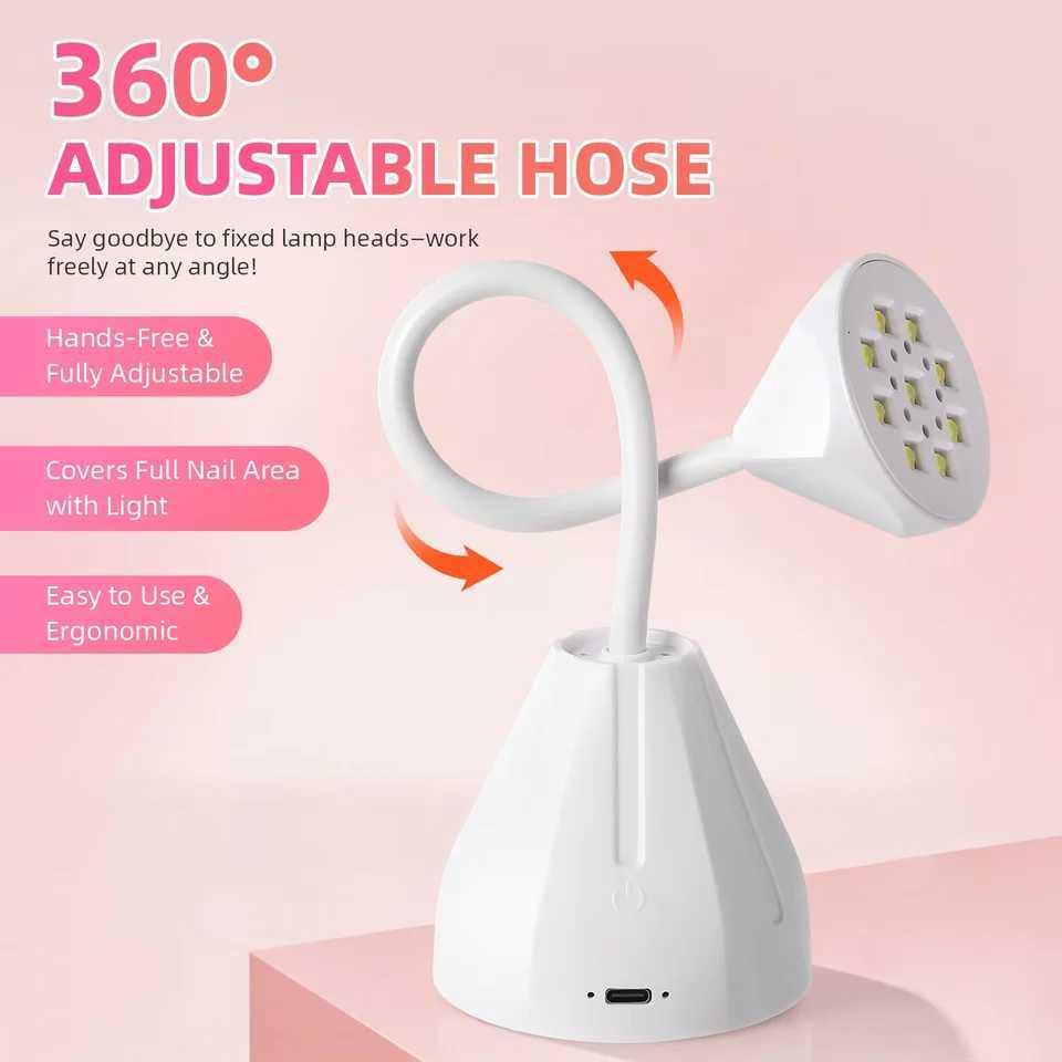 Professional LED UV Nail Lamp 360 Bendable Nail Dryer Rechargeable Sensing Touch Control Fast Drying For Home and TravelT251216