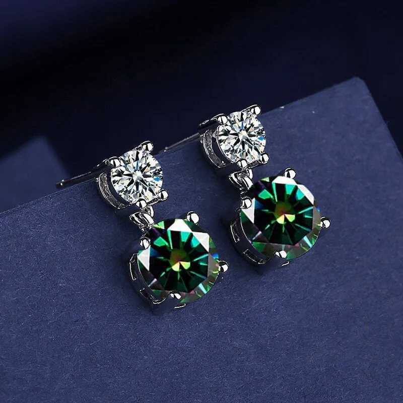 925 Sterling Silver Geometric Stylish Simple Round Zircon Multicolor Womens Daily Elegance Stud Earrings G251216