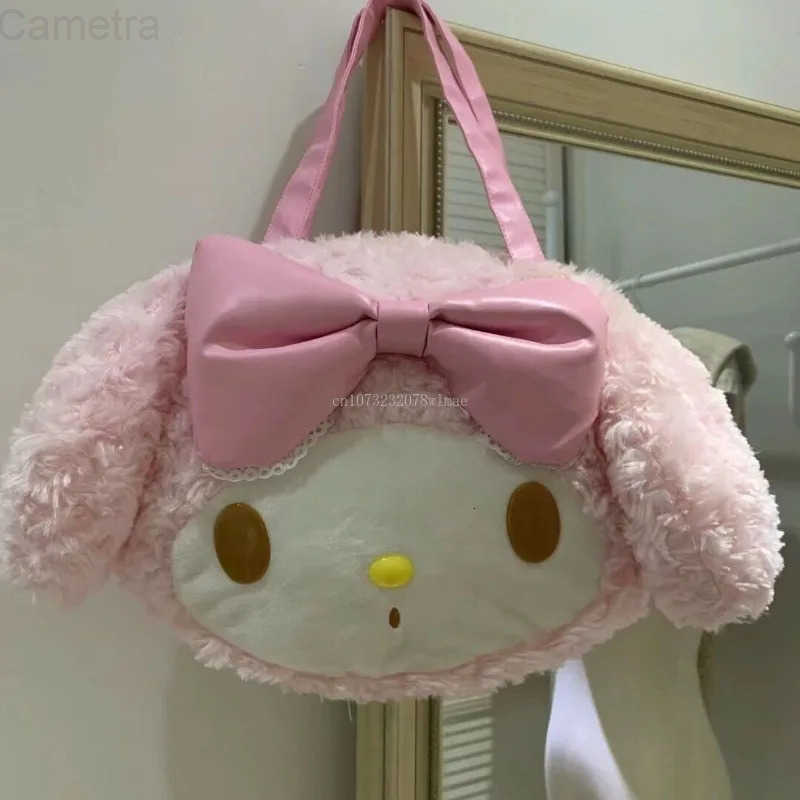 Sanrio 2024 My Melody Tote Bag Sweet Kawaii Girl Shoulder Bag Cartoon Cute Plush Student Backpack Pink Large Capacity Handbag H251216
