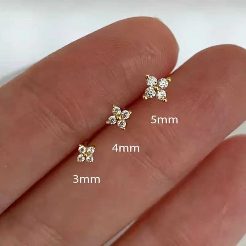 Dainty Flower StainlESS Steel Butterfly Stud Earrings for Women Cartilage Ear Ring Cute Zircon Gold Color Jewelry G251216