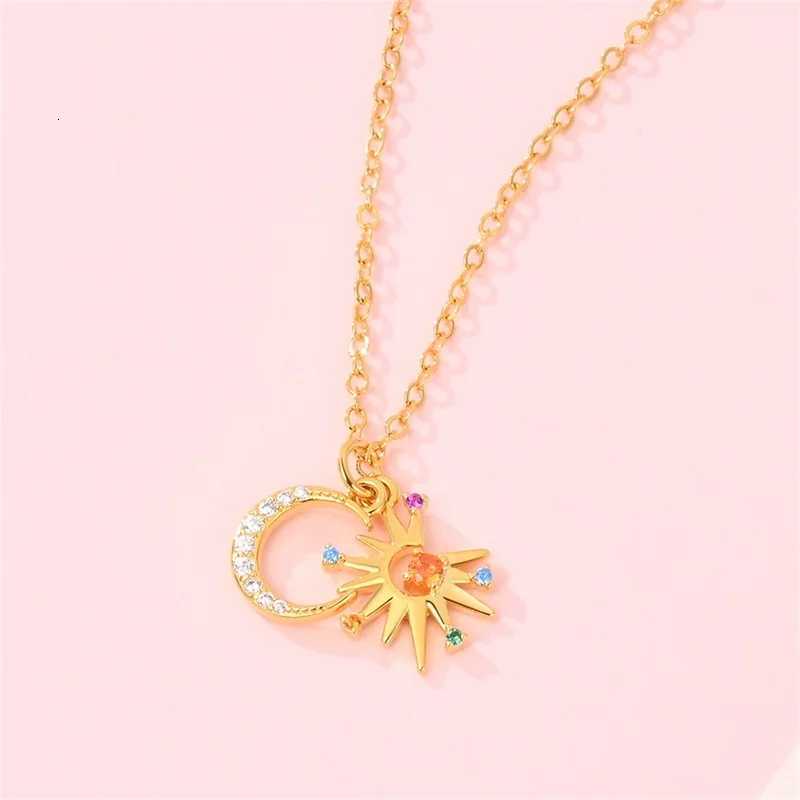 Golden Necklace 925 Sterling Silver Sun Moon Classic Simple Adjustable Necklace for Women Girl Fashion Jewelry Gifts M251216