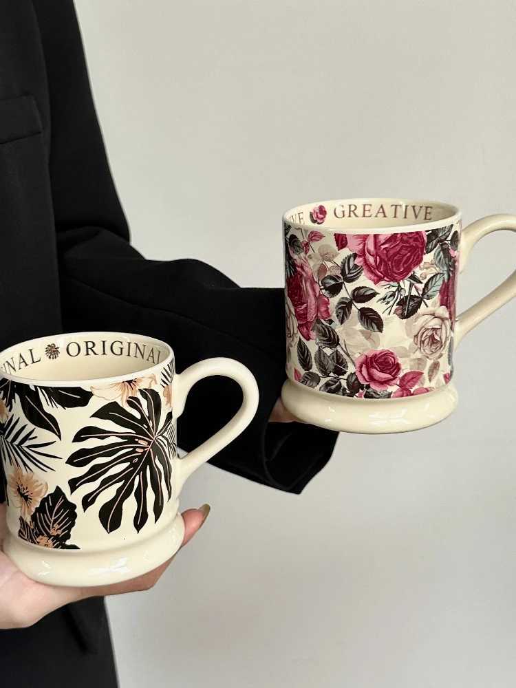 Retro g Girls design sense Household water cup Ceramic afternoon tea Delicate coffee Breakfast cup H251215