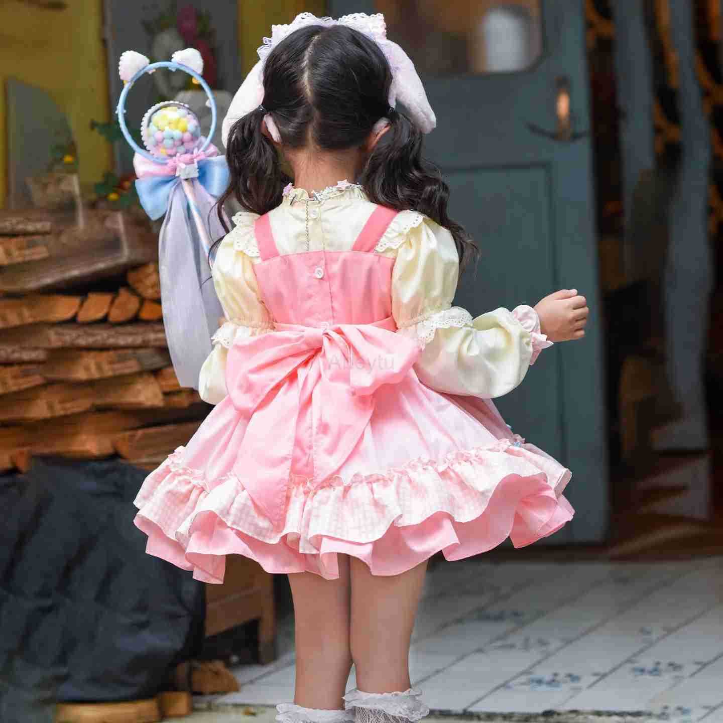 Sanrio Anime Melody Children Lolita Dress False Two-Piece Kawaii Cartoon High-Quality Long Sleeves Cosplay Costume Princess Xmas Gift H251216