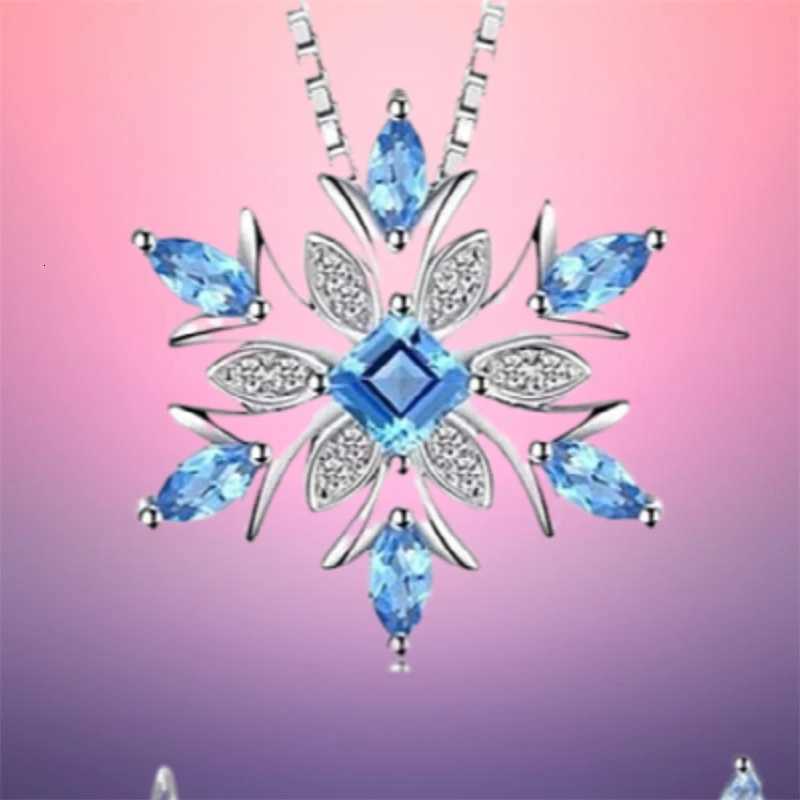 Exquisite Fashionable Income Blue Snowflake Jewelry Lady Necklace Santa Snowflake Lucky Guardian Pendant Halloween Auspicious M251216