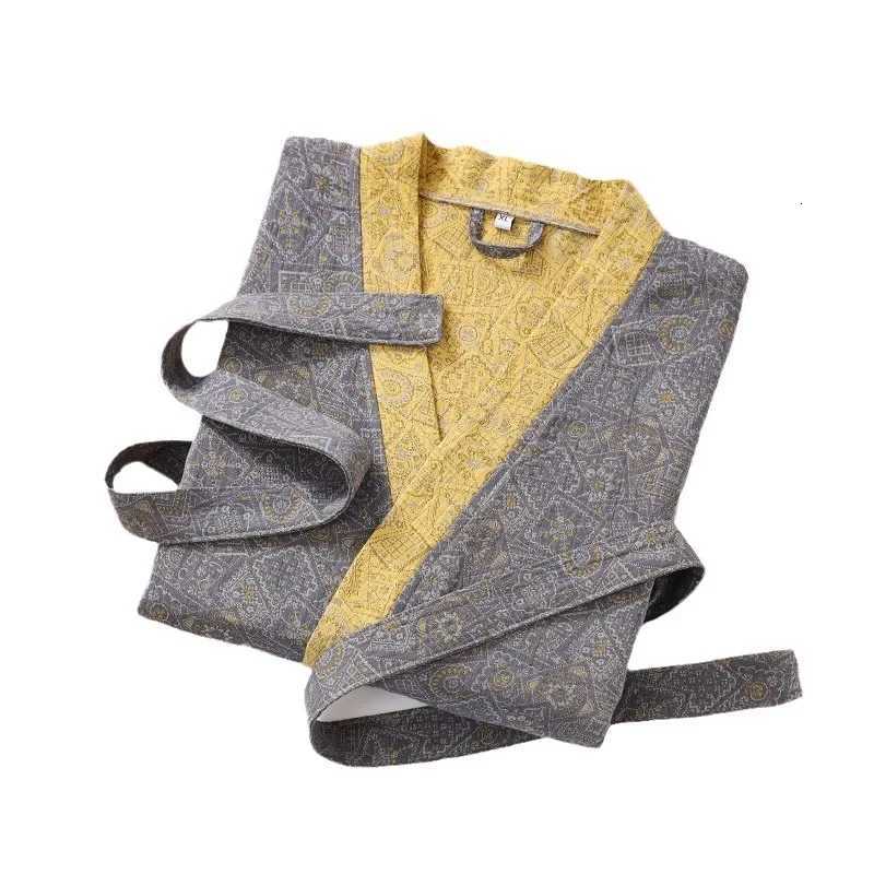 Cotton Fashionable Printed Half Sleeve Kimono Bathrobe for Spring and Summer Thin Home Wear Absorbent Quick Drying Sleeping Robe C251216