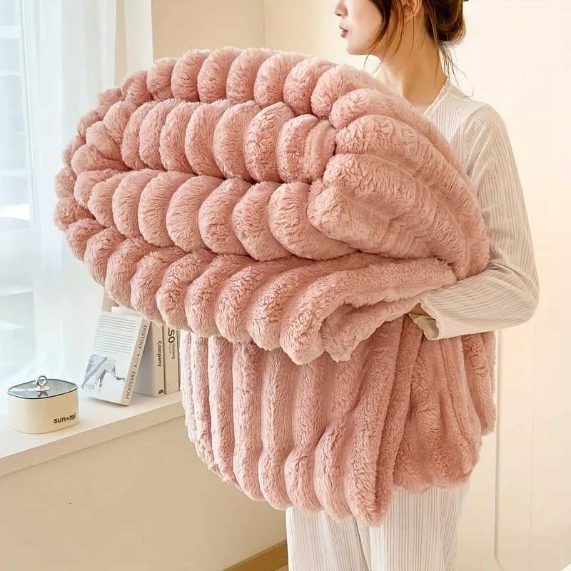 Striped Flannel Fleece Blanket Ultra-Soft Lightweight White Blanket Throw/Twin/Qveen/King Sizes Multi-Color For Bed Couch H251216 - view 6