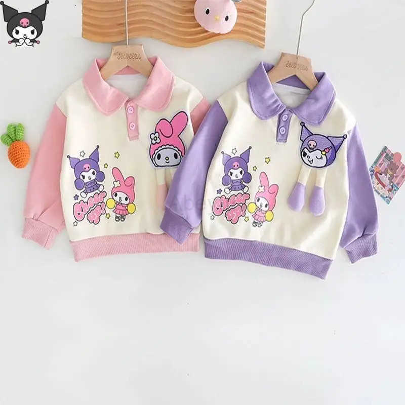 Sanrio Hello Kitty SweatshirtSet Girls Kawaii Y2K Anime Childrens Clothing Casual Athleisure Warm Winter Oversized Kpop Pants H251216