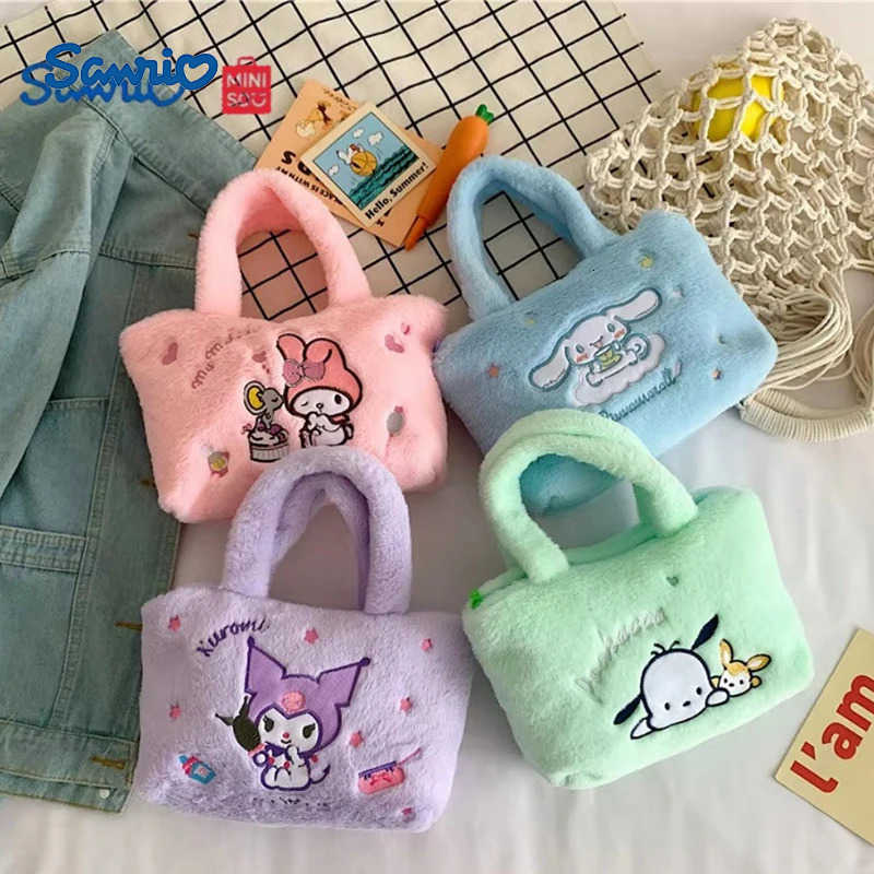 Sanrio Kawaii Plush Bag Kuromi Backpack Anime Melody Cinnamoroll Plushie Handbags Pochacco Cartoon Stuffed Bag for Girls Gifts H251216