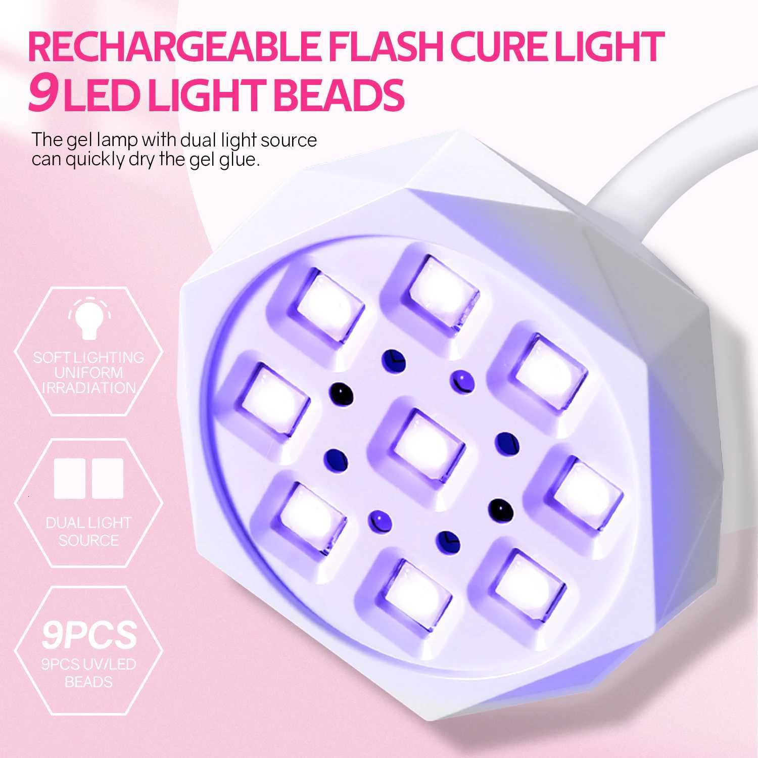 DinaBeauty Rechargeable Nail UV LED Lamp 27W Nail Dryer 360 Bendable Fast Drying Nail Manicure Polish Glue Gel Curing LampT251216
