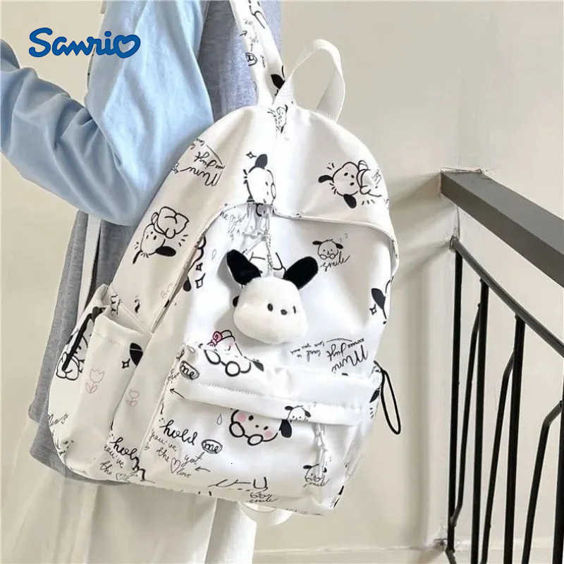 Sanrio Kawaii Pochacco Girlss Schoolbag Junior High School Student Soft Girl Backpack Female High School Student Large Capacity Bag H251216
