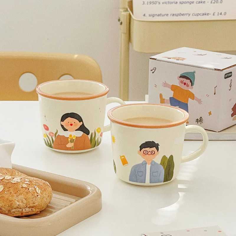 Family Coffee g Creative Cartoon Cute Ceramic Water Cup He Children Breakfast g Gift for Mother Father H251215