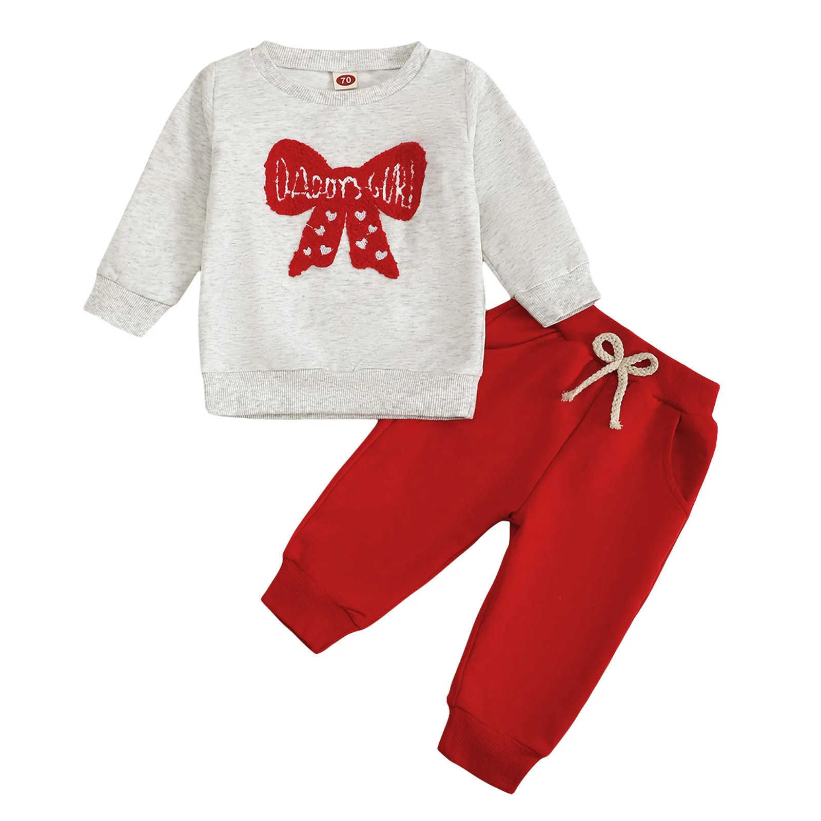 Sanrio Baby Toddler Girl Pants Set Heart Bow Embroidery Long Sleeve Sweatshirt Solid Long Pants Winter Fall Clothes H251216