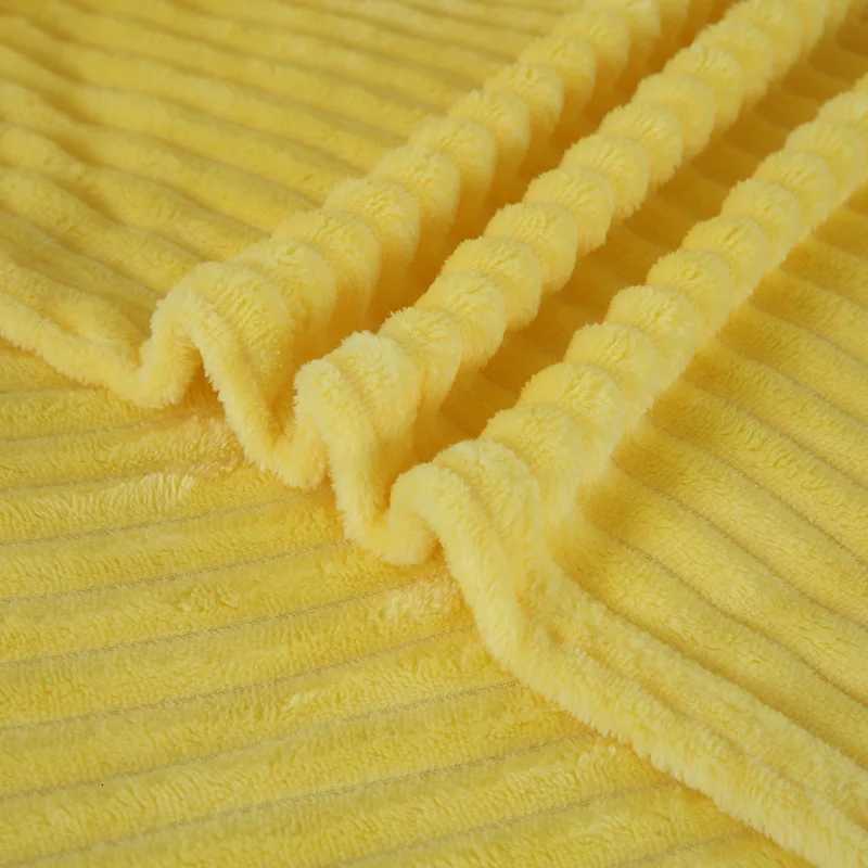 Flannel Yellow Striped Throw Blanket Cozy Warm Solid Throw Blanket for Couch Sofa and Bed Bedspread Blanket for All Season H251216 - view 5