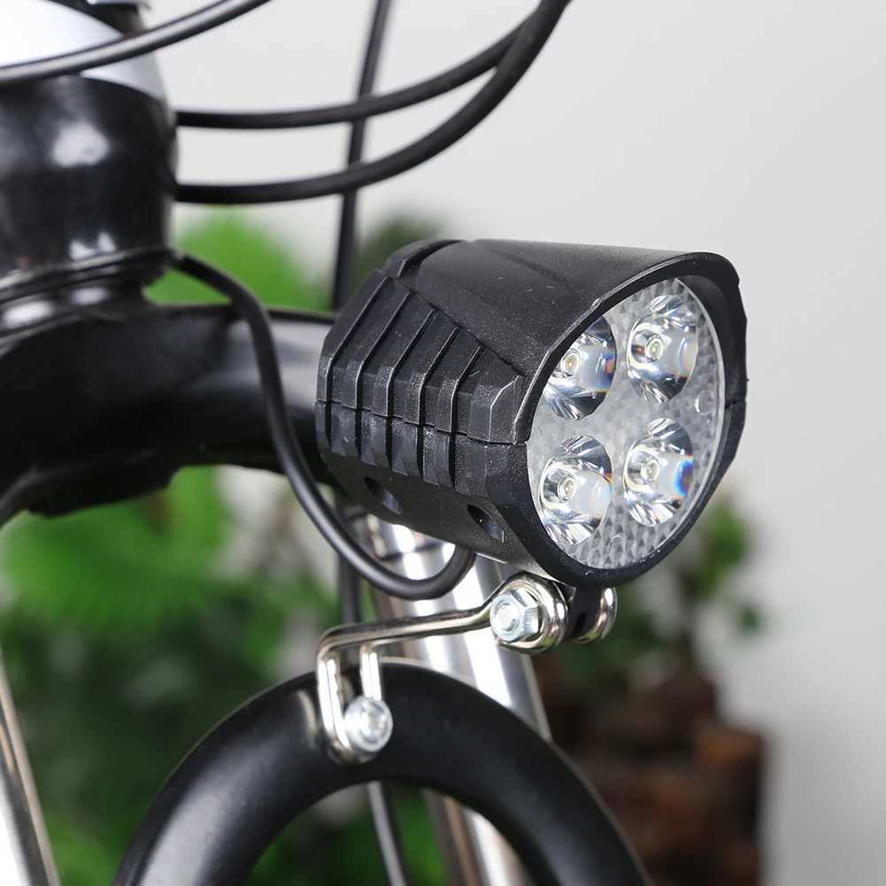 E-Bike Horn Light 48V 18W 4 LED Bicycle Headlight Waterproof Electric Scooter LED Headlight Motorcycle Bicycle Flashlight C251216