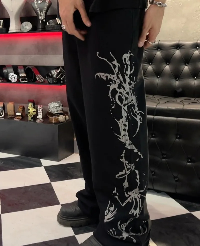 Hip-hop Trendy Streetwear American Y2k Harajuku Striped Print Oversized Sweatpants Casual Loose Straight Wide-leg Pants Men 251215