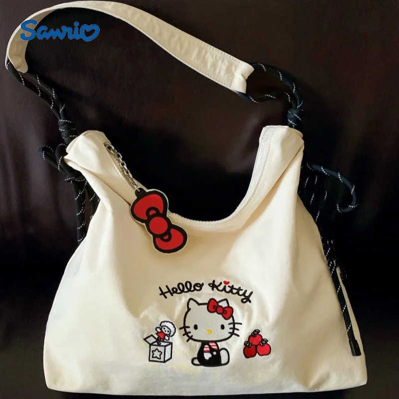 Sanrio Hello Kitty Vintage Black Handbag Y2K Style for Women Hot Girl Handbag Tote Bag Makeup Storage Bag Trend Tote Gift H251216