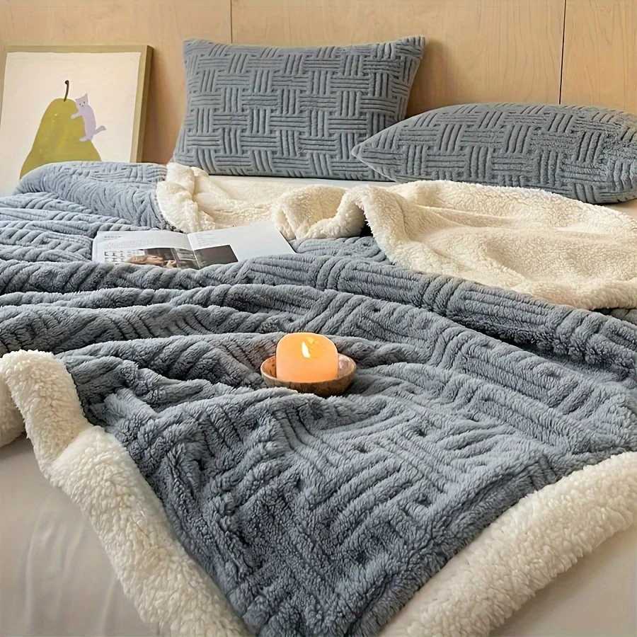 Deluxe Vintage Double Blanket - Soft Plush Gaff And Imitation Wool Machine Washable Milk Velvet Knit Fabric H251216 - view 4
