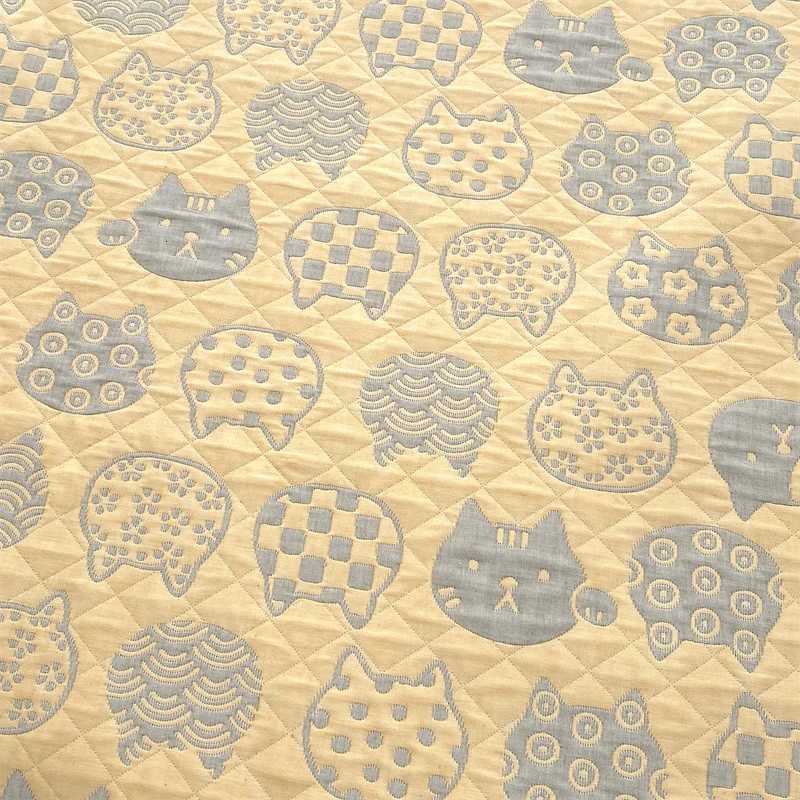 Towel Blanket for Sofa Pure Cotton Thread Blanket Yellow Color Cat Printed Plaids for Bed Queen Size Summer Bedspread/Quilt H251216 - view 5
