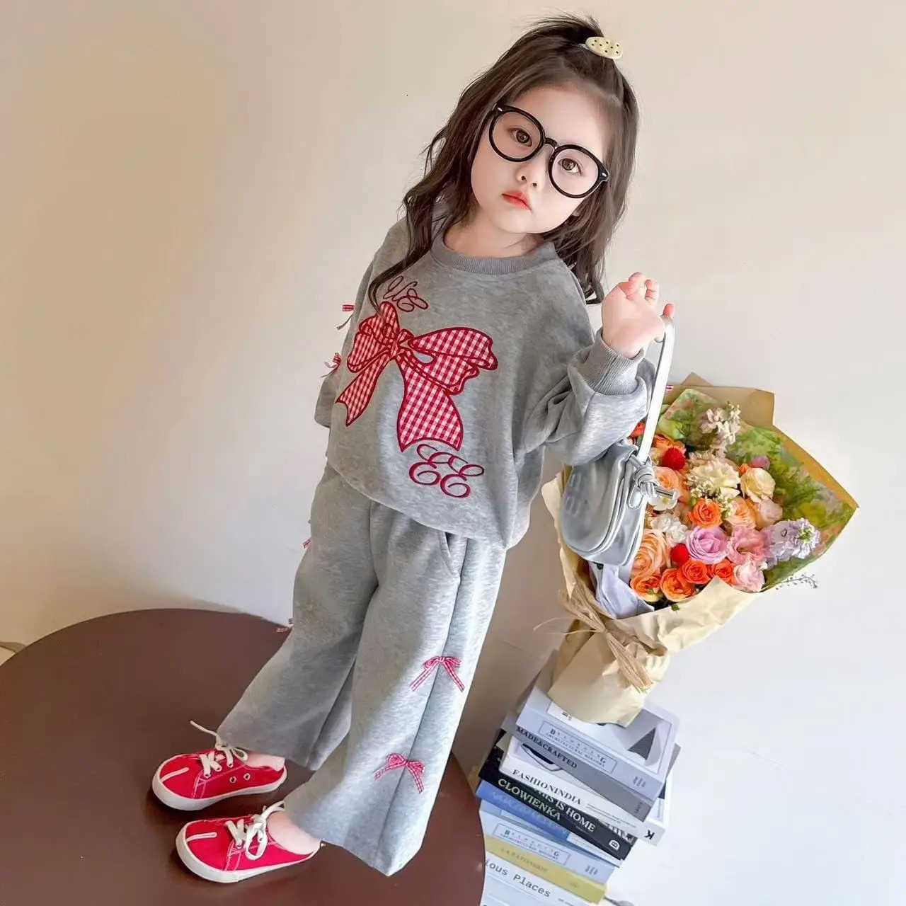 Sanrio Kids Girls Clothes 2025 Autumn New Cute Bow Sweater and Pants Two Piece Set Toddler Baby Girl Childrens Clothing H251216