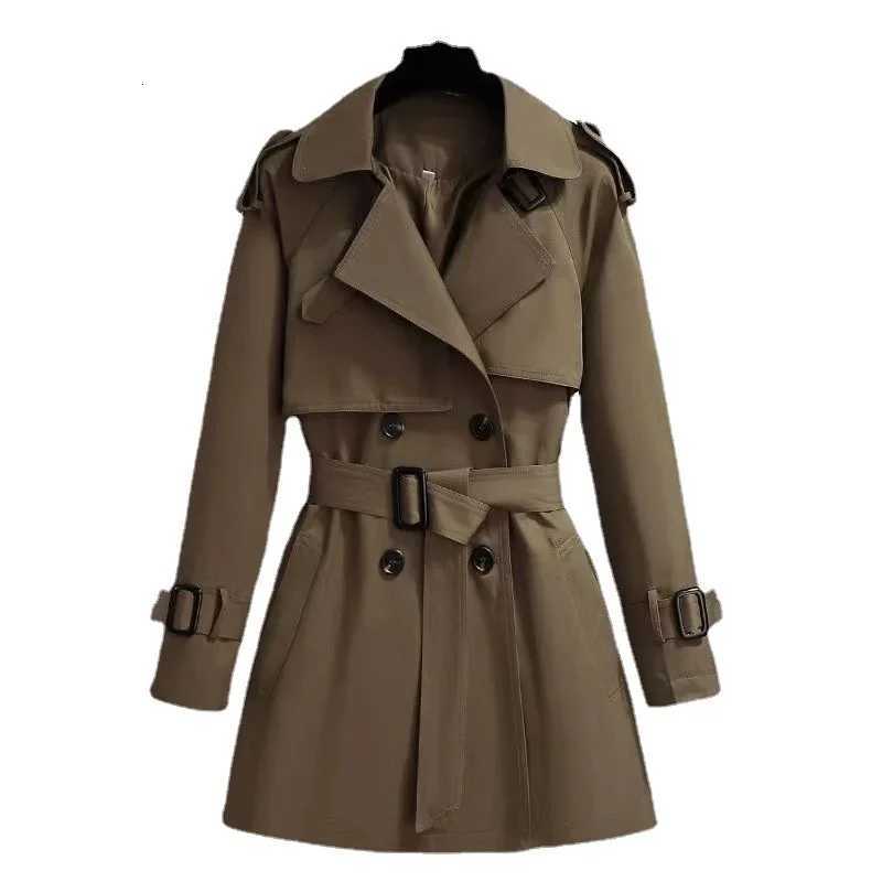 Korean Double Breasted All-Match Casual British Style Short Windbreaker Female Outerwe Spring Autumn Trench Coat Women 2025 NewT251216