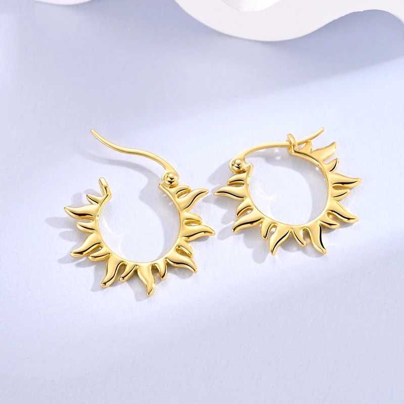 Golden Sun Earrings 925 Sterling Silver Women Zircon Ear Studs Sparkling Pave Hoop Earring Jewelry Gift G251216