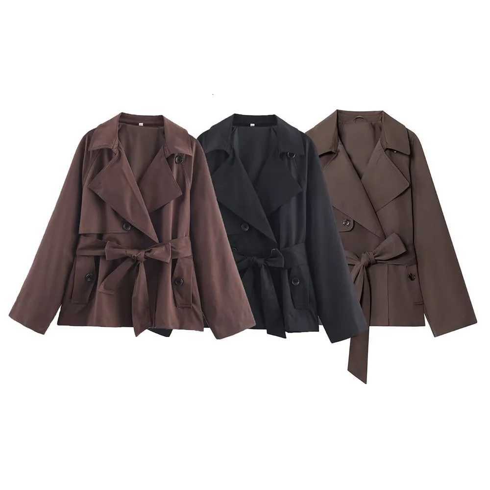 DiYiG WOMAN 2025 Autumn New Fashion Multicolor with Belt Short Coat Joker Long Sleeve Casual Coat Outerwear MujerT251216