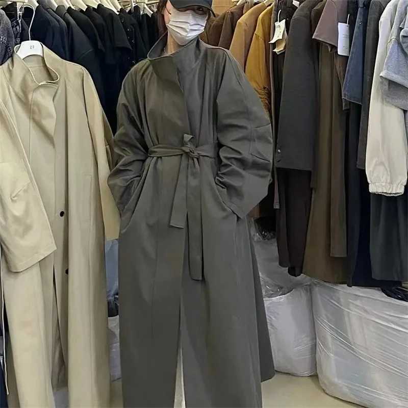 2025 Korea Casual Long Women Trench Coat Autumn Winter Turn Down Collar Female Windbreaker Overcoat With BeltT251216