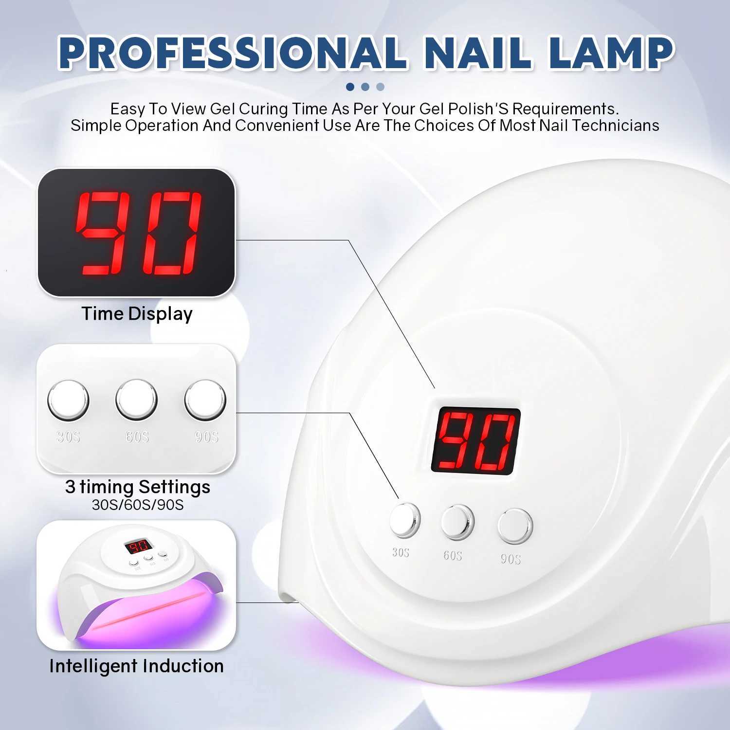 72W UV LED Nail Lamp 24 LEDs Professional Nail Dryer Gel Polish Light with 3 Timer Settings Automatic Sensor for Curing All GelT251216