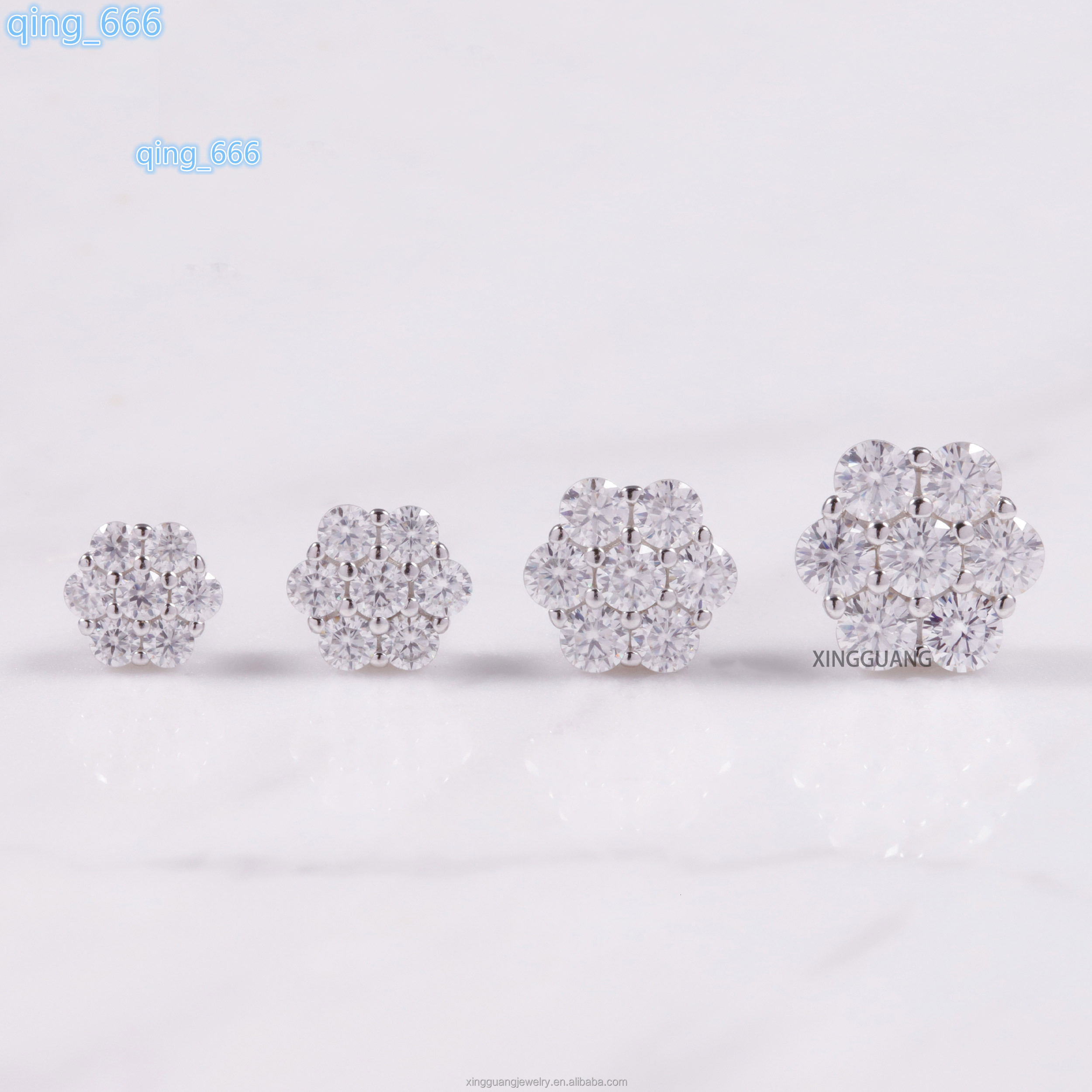 7mm/8mm/9mm/10mm 925 Sterling Silver Flower Iced Out Bling Hip Hop Style Earrings Vvs Moissanite Diamond Earring for Women