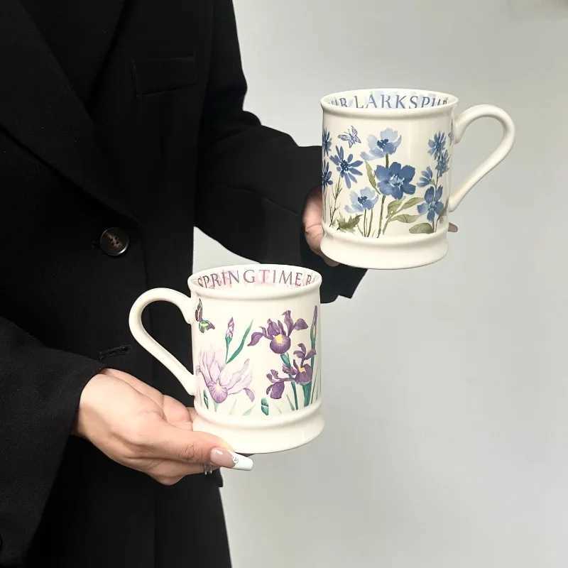 Design Inspired Cup High End Retro Oil Painting Wind Chime Flower g Ceramic He Off Coffee Cup H251215