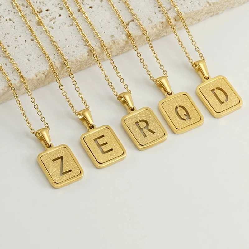 Titanium Steel Hollow 26 English Letter Pendant 18K Stainless Steel Gold Sand Letter Clavicle Chain Necklace Women M251216