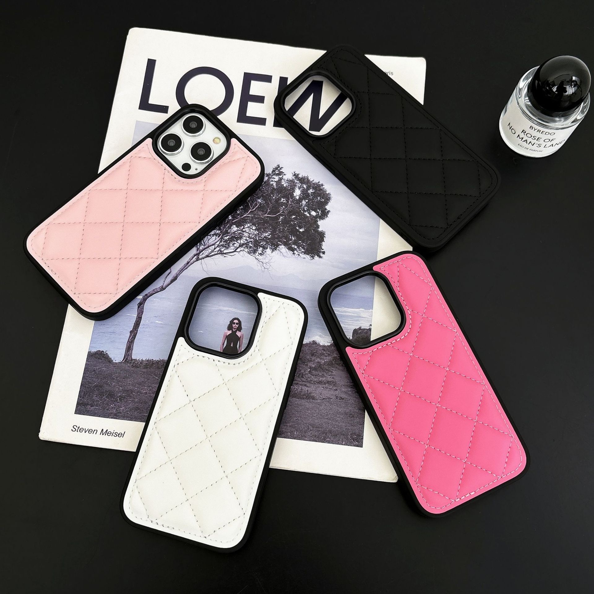 Compatible with iPhone 17 Pro Max Quilted Chanel Style Down Jacket Phone Case Apple 15 3D Solid Color 14 Cross-Border