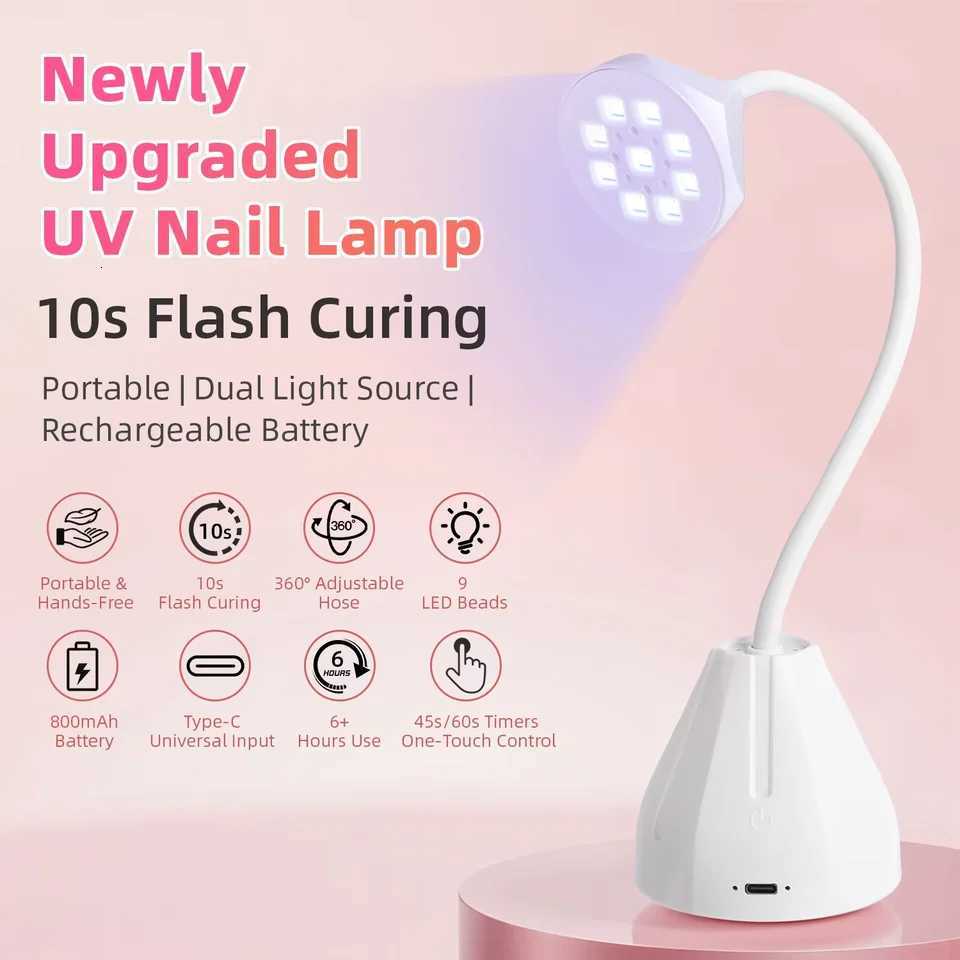Professional LED UV Nail Lamp 360 Bendable Nail Dryer Rechargeable Sensing Touch Control Fast Drying For Home and TravelT251216