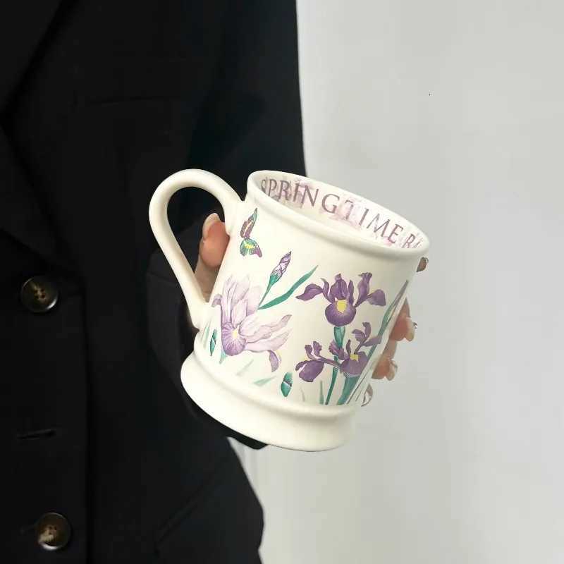 Design Inspired Cup High End Retro Oil Painting Wind Chime Flower g Ceramic He Off Coffee Cup H251215