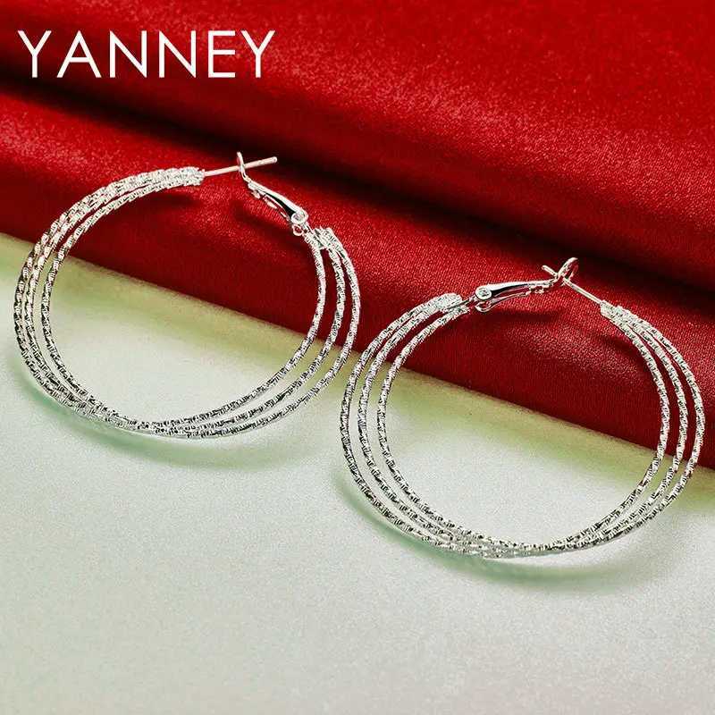 Luxury 925 Sterling Silver 50MM Frosted 3 Circle Hoop Earrings For Women Fashion Wedding Temperament Jewelry Accessories G251216