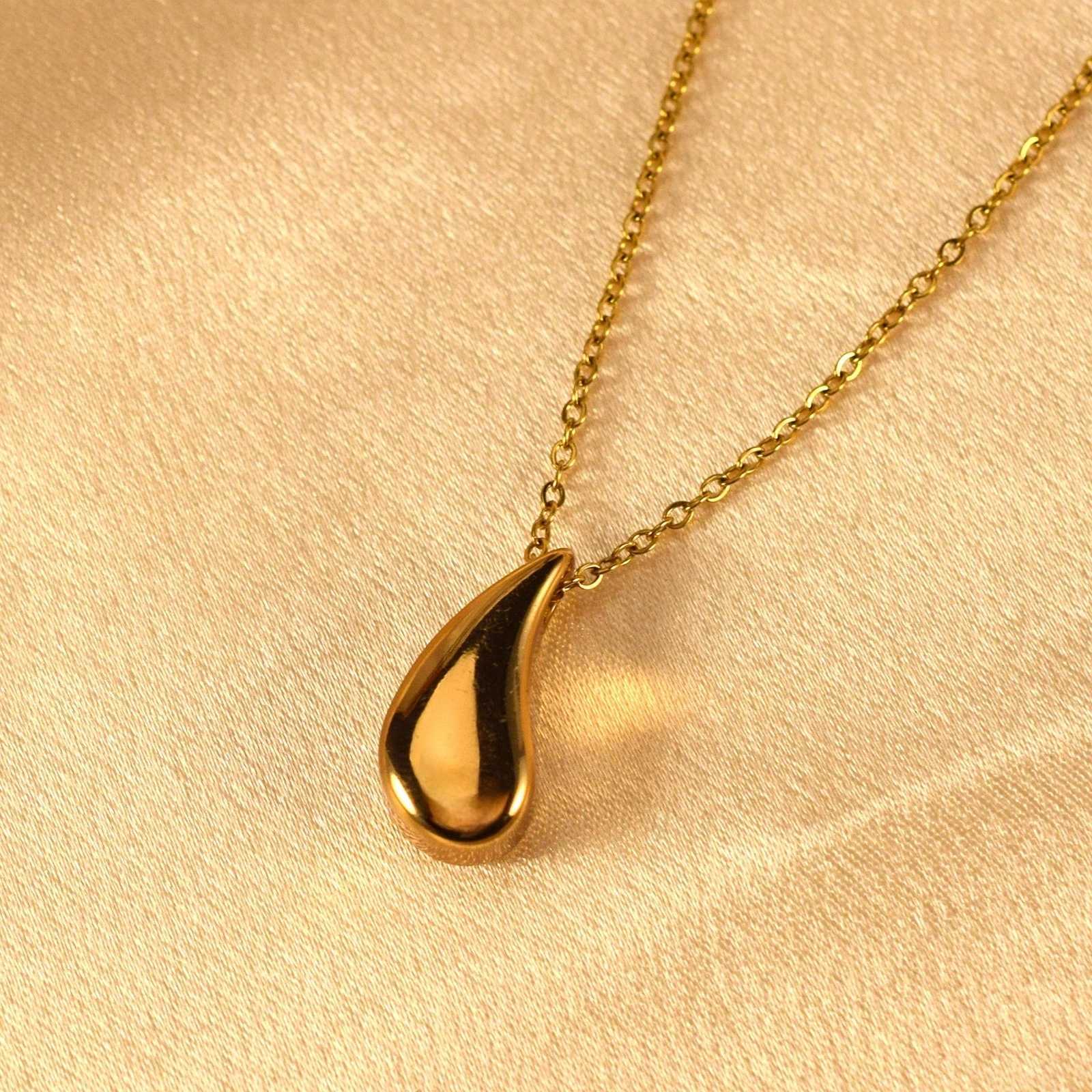 Water Drops Stainless Steel Necklace Distinctive Old Design Womens Accessories Gift M251216