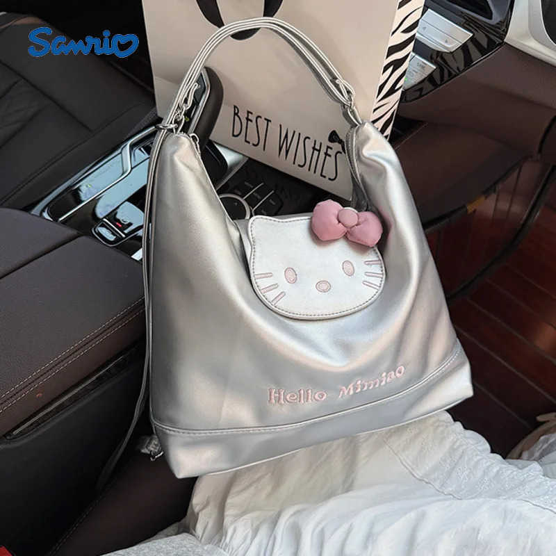 Sanrio New Y2K Mimi Hello Kitty Handbag Zipper Backpack - Trendy Embroided Design Womens Fashion Purse and School Bag for Daily Use H251216